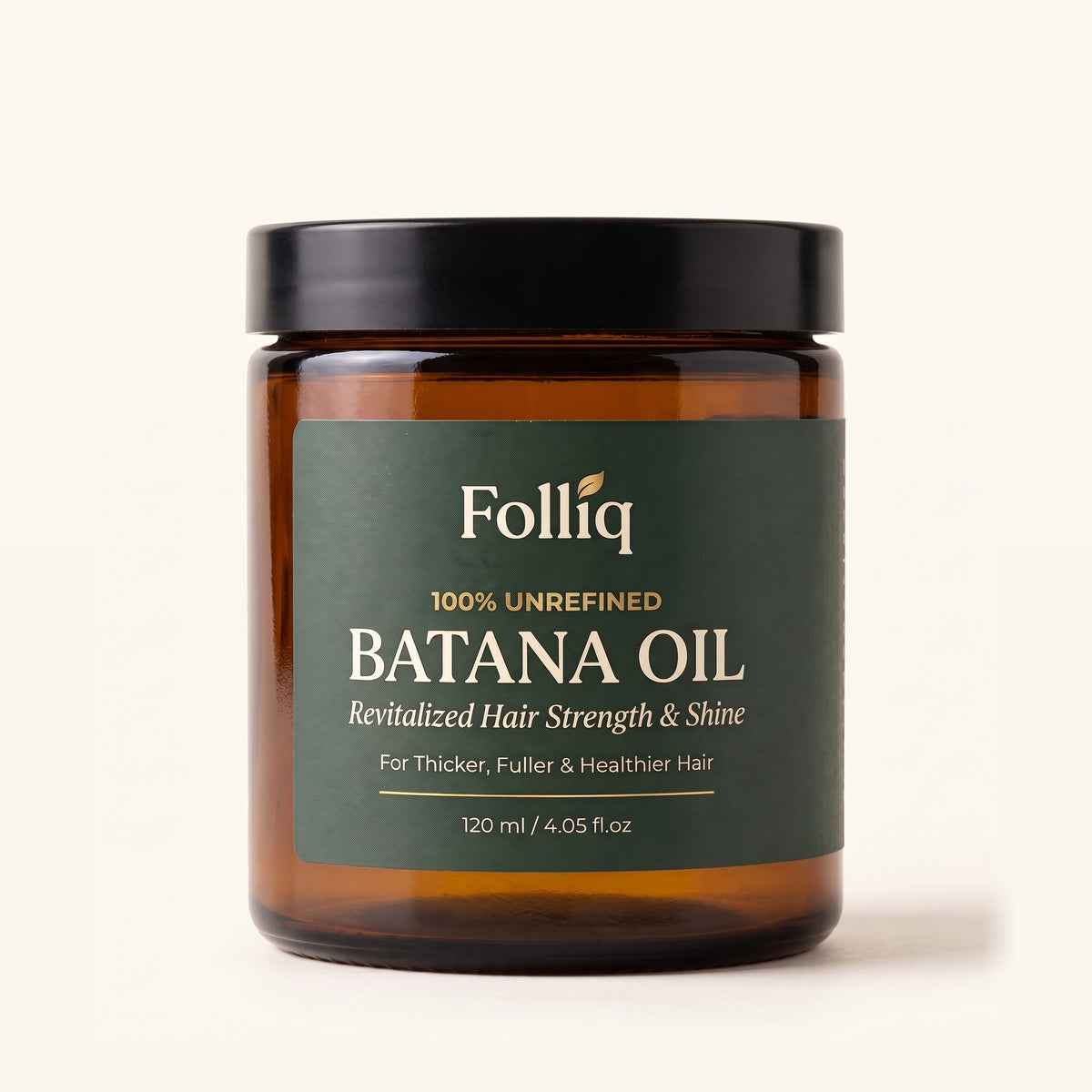 Folliq 100% Unrefined Batana Oil 120 ml amber glass jar