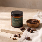 Folliq 100% Unrefined Batana Oil jar with batana kernels and a bowl of batana paste
