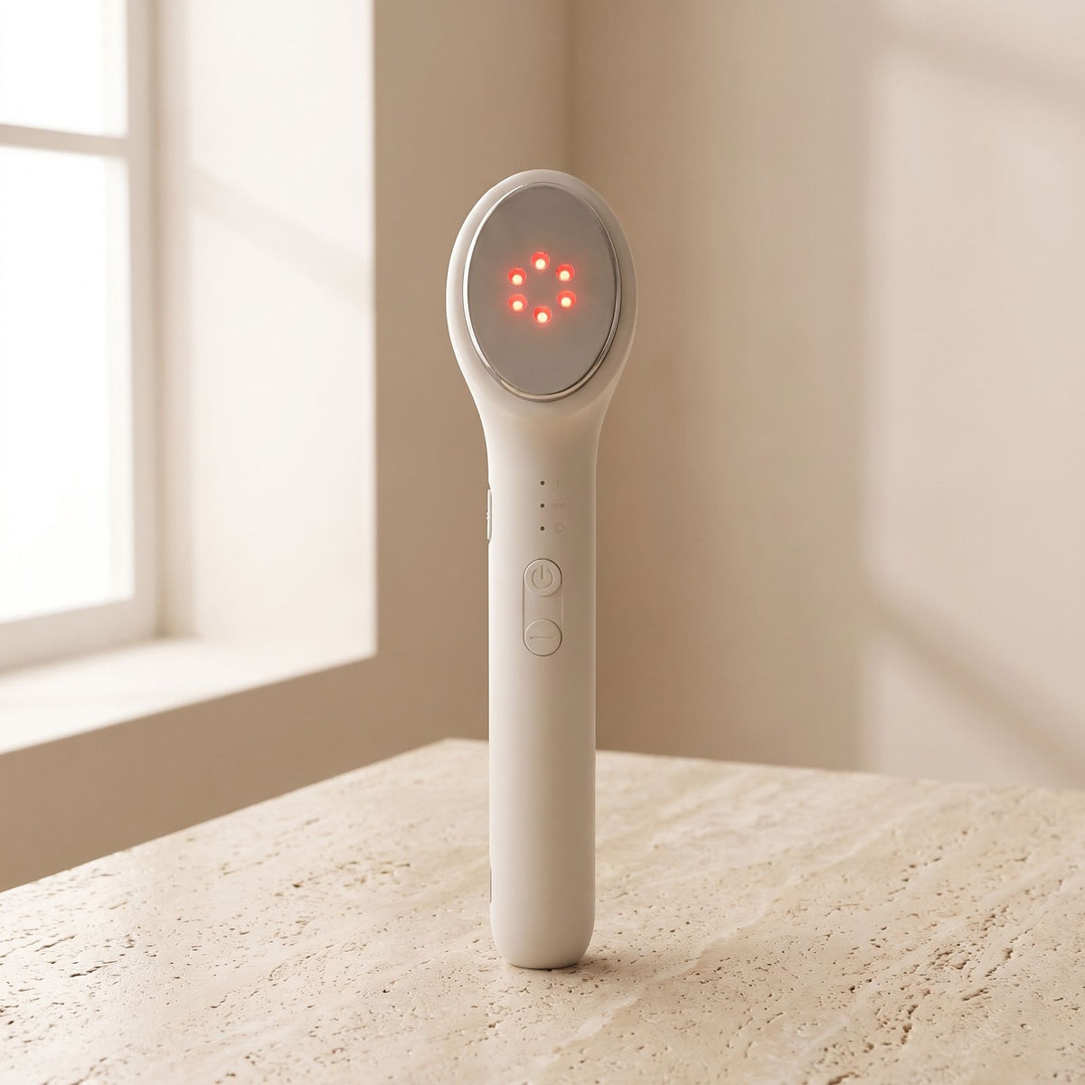Folliq LED Face Wand from the front, red 633 nm LEDs on