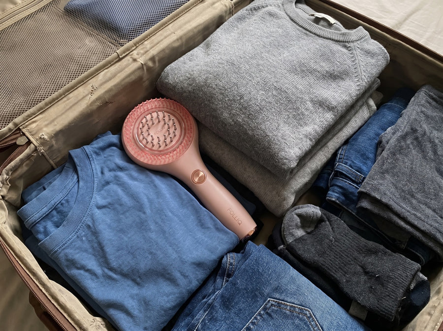 The massager packed in a suitcase