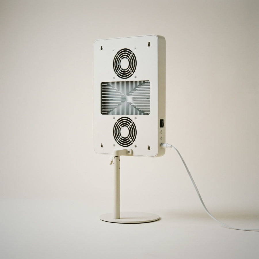 Folliq Red Light Therapy Panel back, with fans, mounting holes and side switches